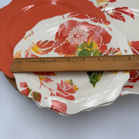 Set Of Red Orange Floral Plates dish and Orange plates Target Home 2 small 3 lar - Picture 3 of 7